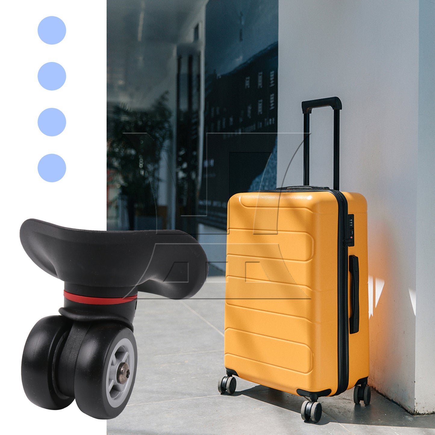 BQLZR Luggage Spinner Wheels 3.94" W042-L Black Right for Suitcases Repair