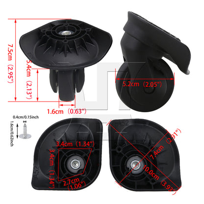 BQLZR Suitcase Luggage Replacement Swivel Casters Mute Wheel 2.95 Inches W076 Set
