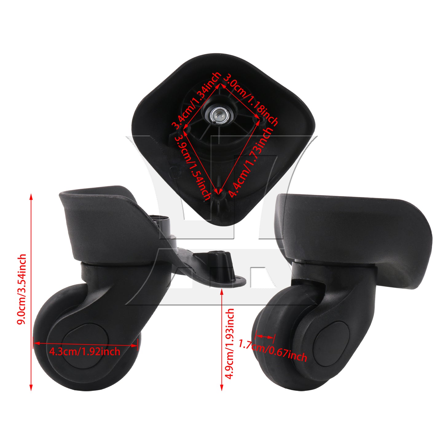 BQLZR Suitcase Swivel Wheel Spare Part 3.54 Inches W041-S Black Left Set for Luggage
