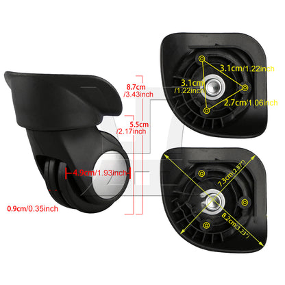 BQLZR Suitcase Luggage Caster Repair Mute Wheel 3.43 Inches W024 Right with Screws