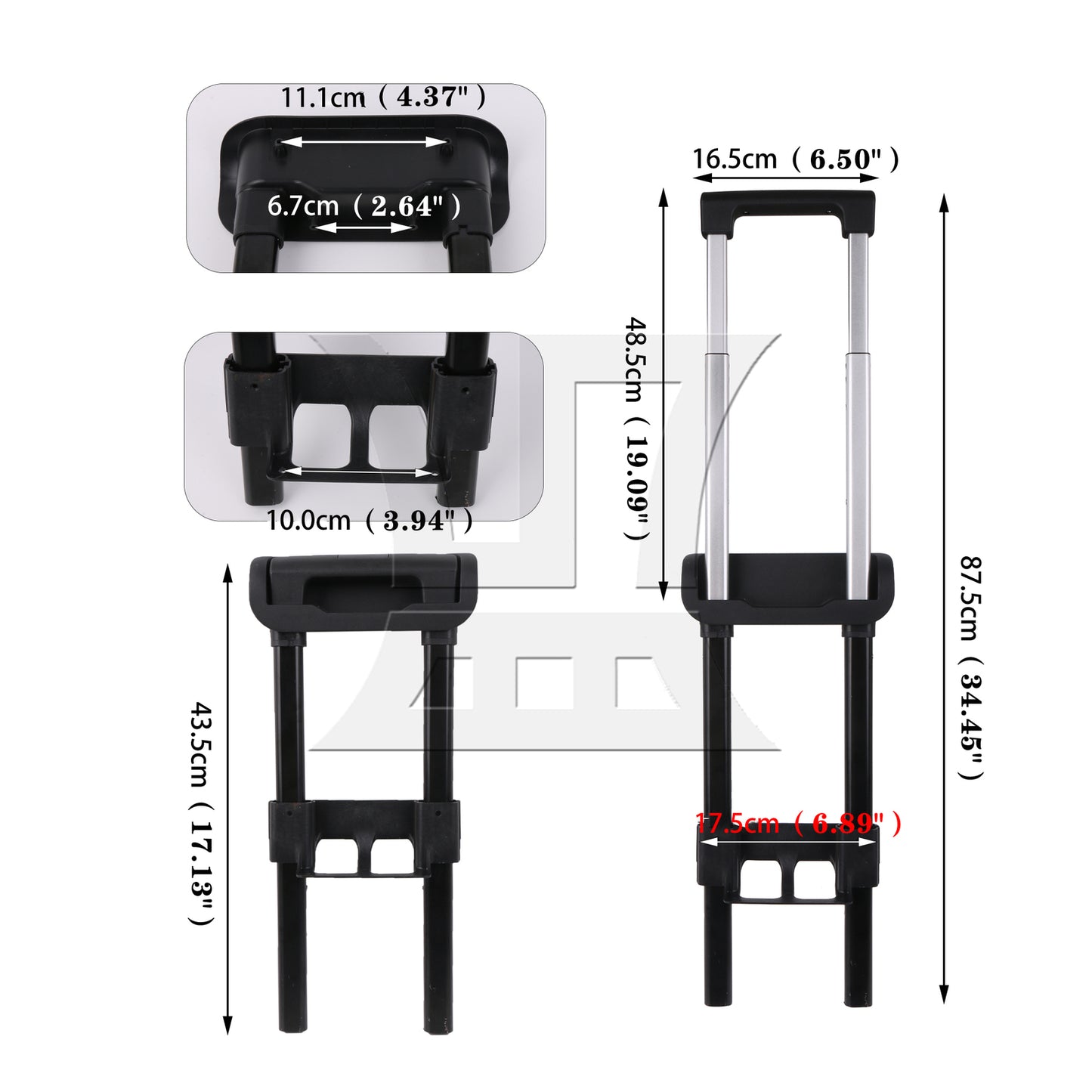 BQLZR Plastic 20 Inch Traveling Luggage Telescopic Handle 17.13 Inch Set with Screws