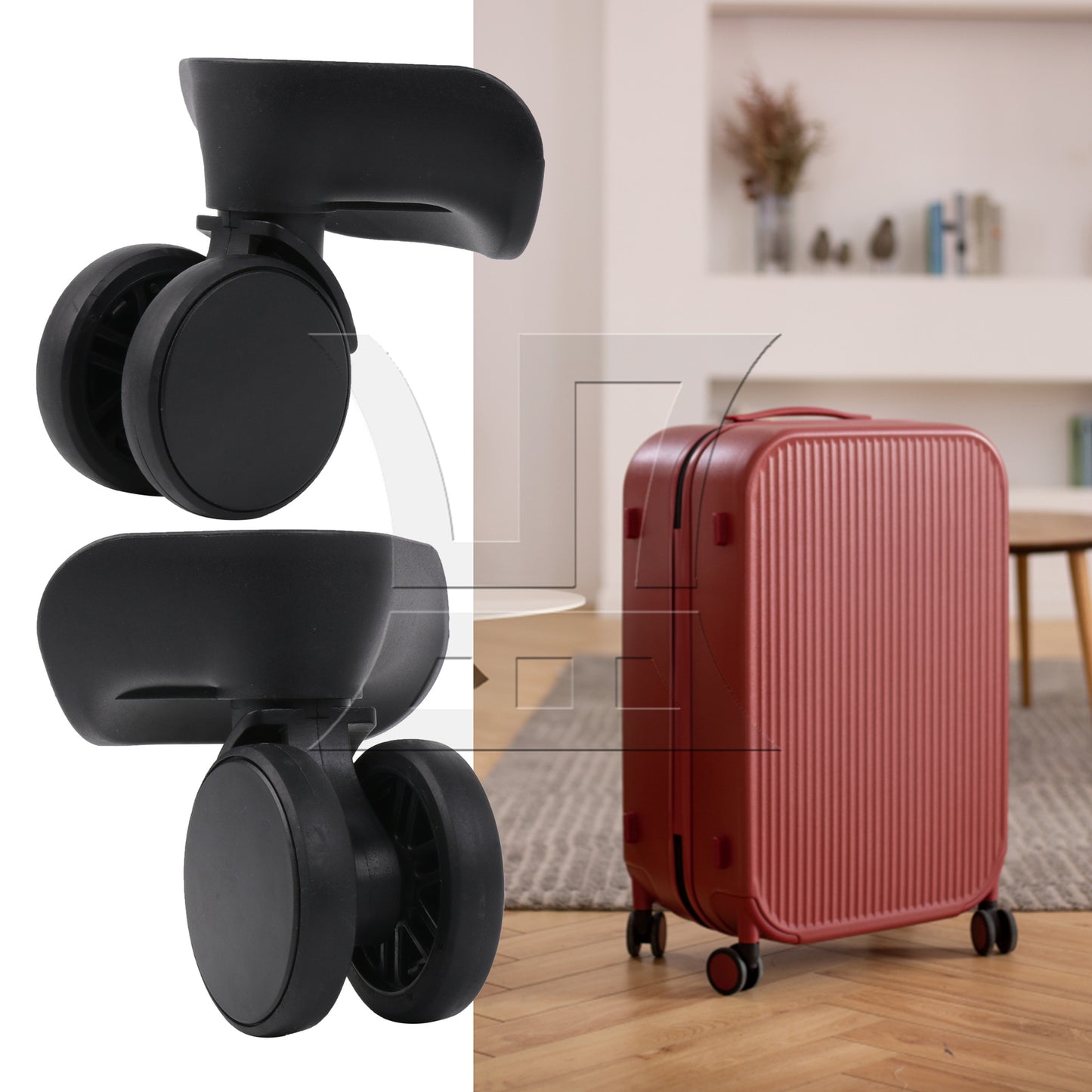 BQLZR 1 Pair Luggage Suitcase Wheel Roller 360 Degree Rotate Black 3.7 Inch 603