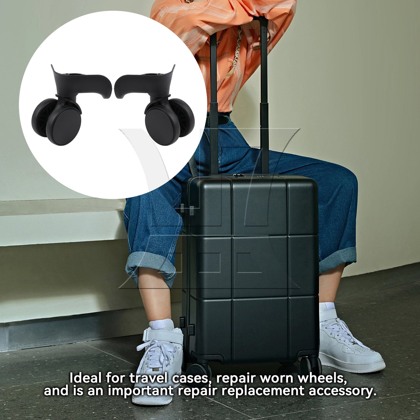 BQLZR 1 Pair Luggage Suitcase Wheel Roller 360 Degree Rotate Black 3.7 Inch 603