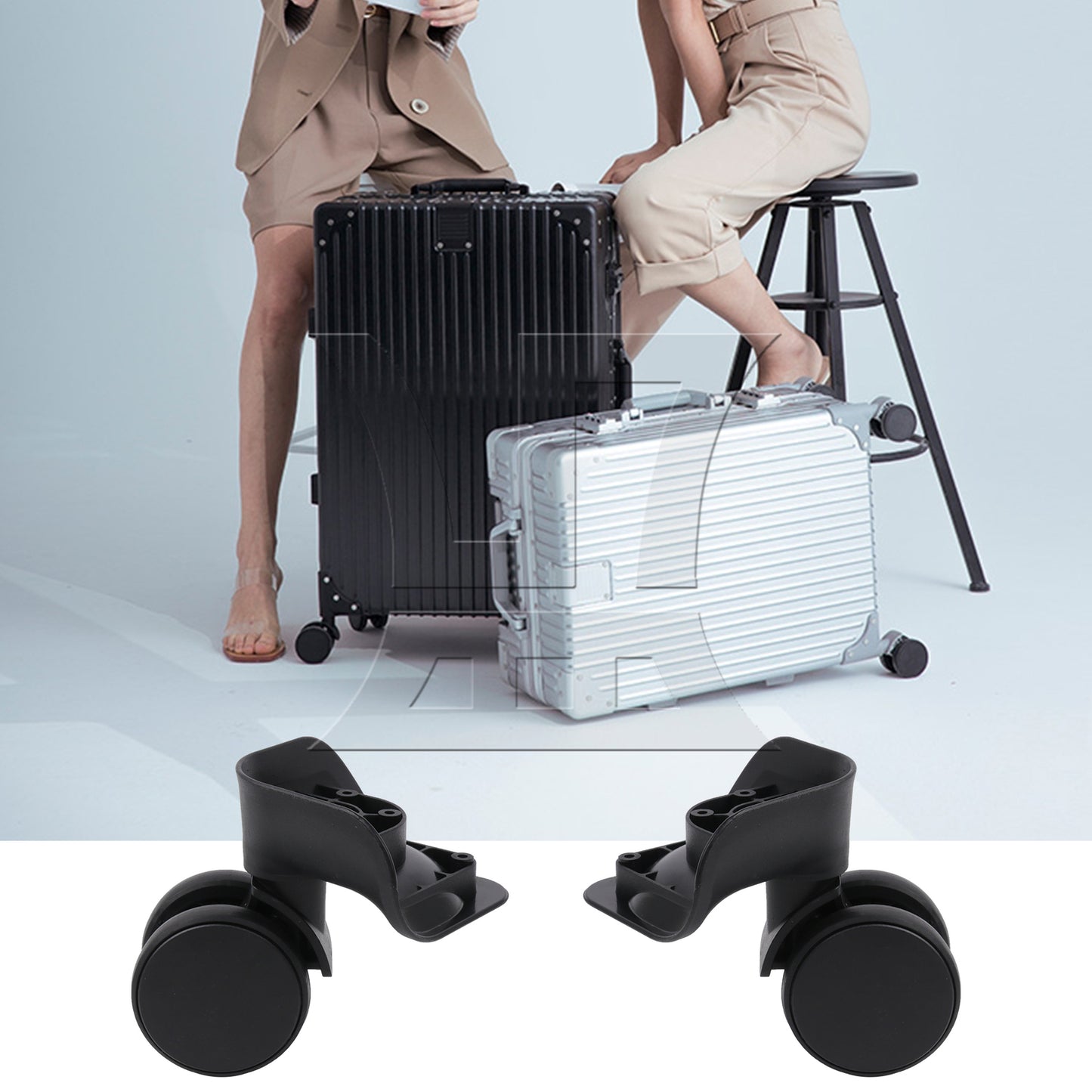 BQLZR 1 Pair Luggage Suitcase Wheel Roller 360 Degree Rotate Black 3.7 Inch 603