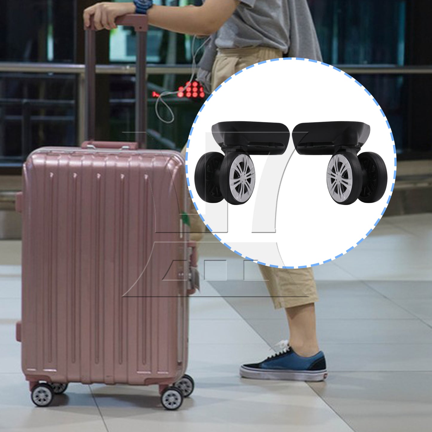 BQLZR 1 Pair Suitcase Repair Part Wheel 360 Degree Swivel Rollers Black 3.39" 603DT