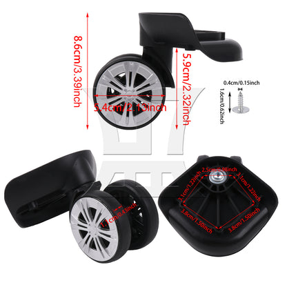 BQLZR 1 Pair Suitcase Repair Part Wheel 360 Degree Swivel Rollers Black 3.39" 603DT
