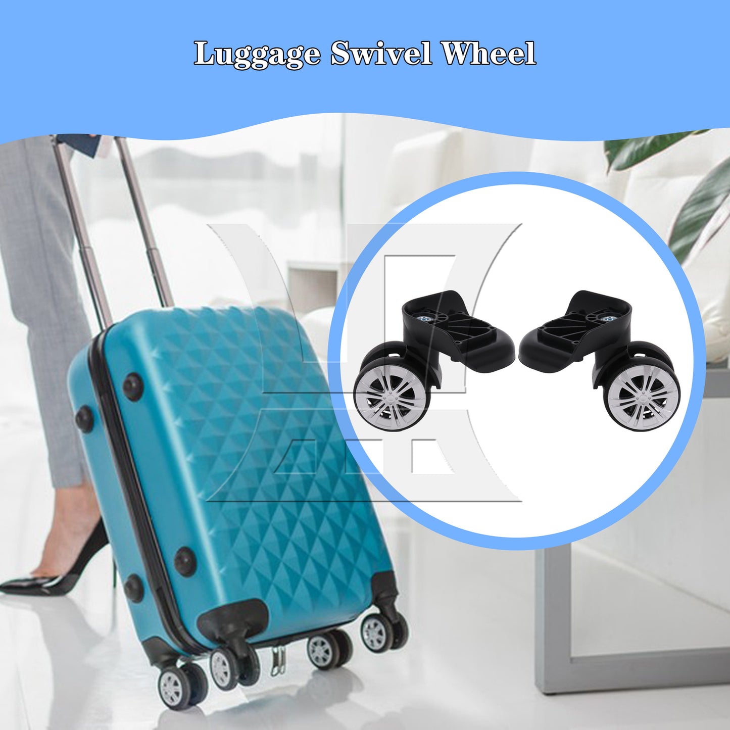 BQLZR 1 Pair Suitcase Repair Part Wheel 360 Degree Swivel Rollers Black 3.39" 603DT