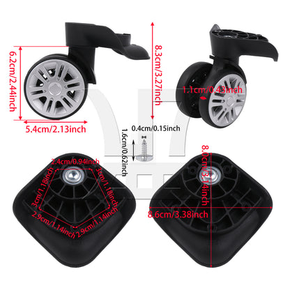 BQLZR 1 Pair Luggage Suitcase Wheels Rollers 360 Degree Rotate 3.27 Inch T-603 Black