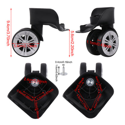 BQLZR 1 Pair Suitcase Repair Parts Wheel 360 Degree Swivel Roller 3.7" 603D Black