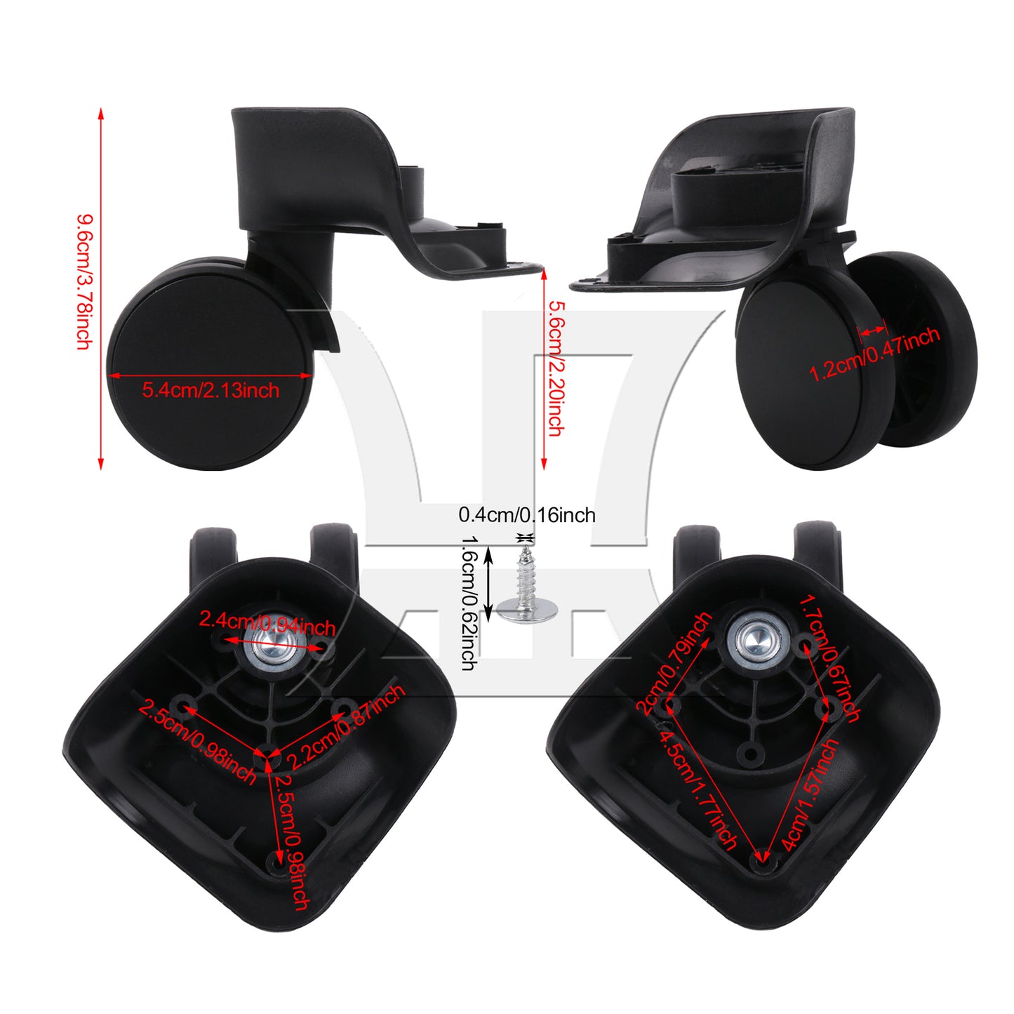 BQLZR 1 Pair Luggage Part Suitcase Wheels for Travel 360 Degree 3.78 Inch 603 Black