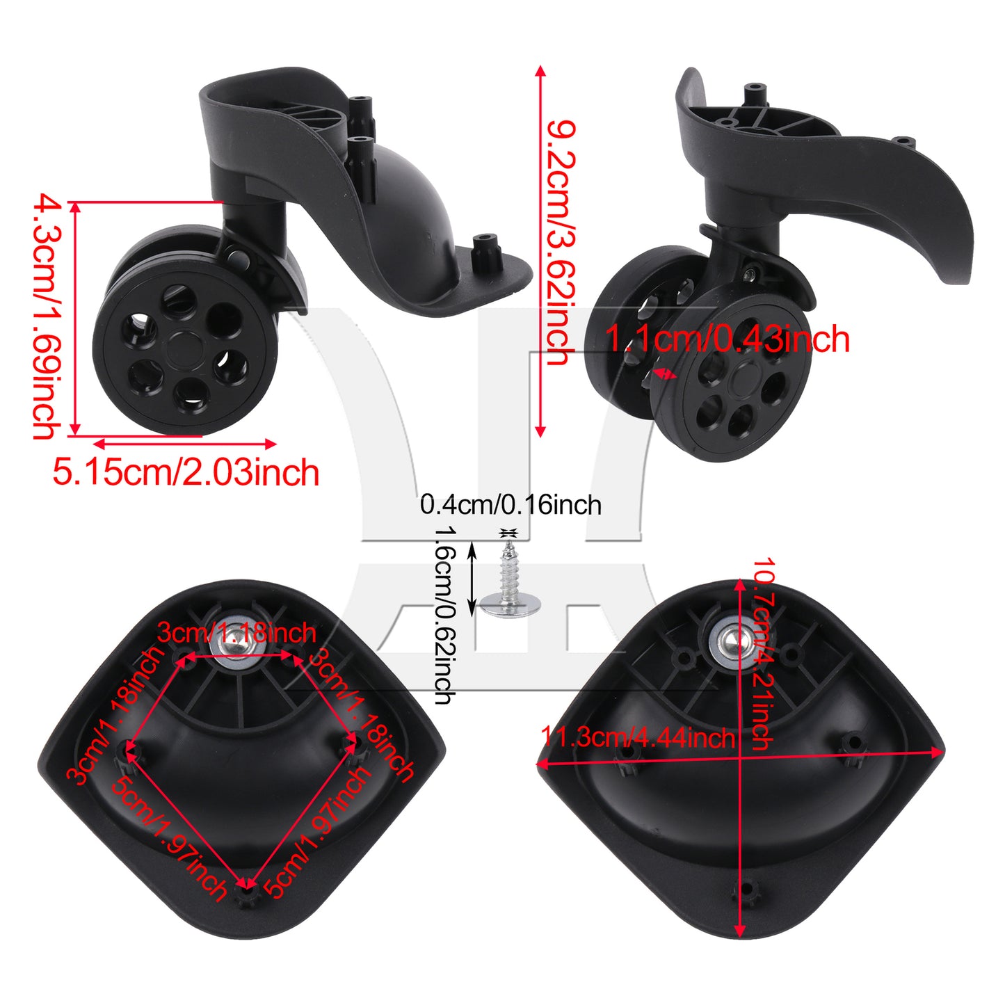 BQLZR 1 Pair Luggage Suitcase Wheels Casters Replacement for TZX-5 360 Degree 3.62"