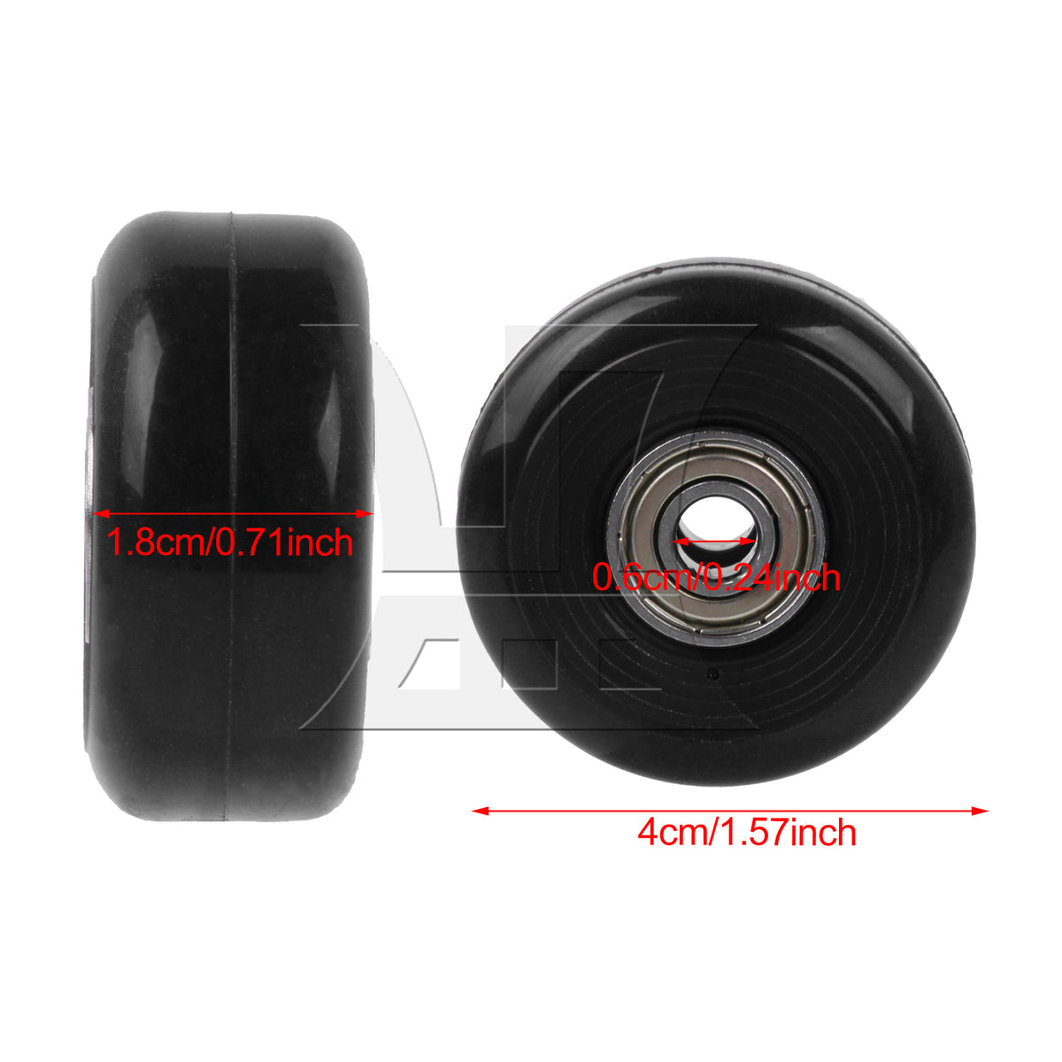 BQLZR 2Pieces Luggage Suitcase Wheel Roller 1.57" Diameter x 0.71" Thickness Black