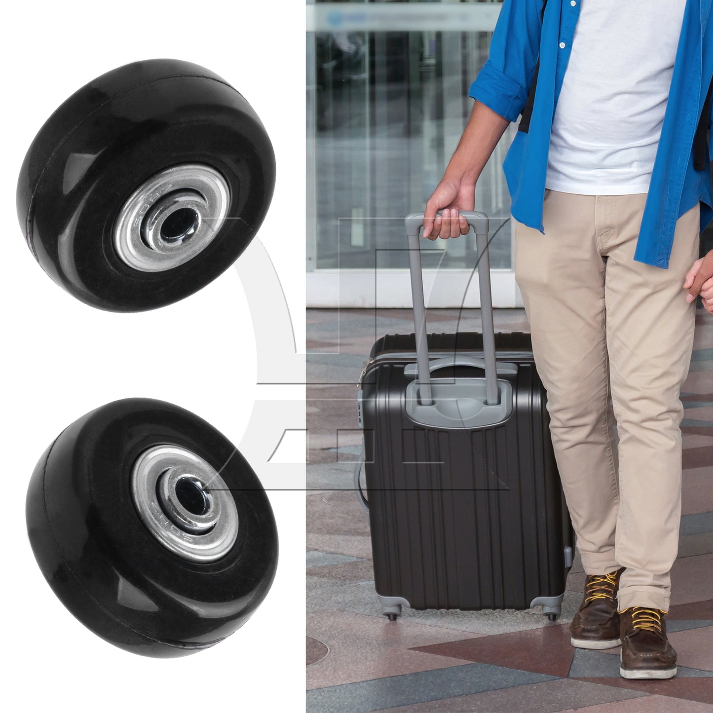 BQLZR 2Pieces Black Luggage Suitcase Wheels 1.77" Dia x 0.71" T with Mount Screws