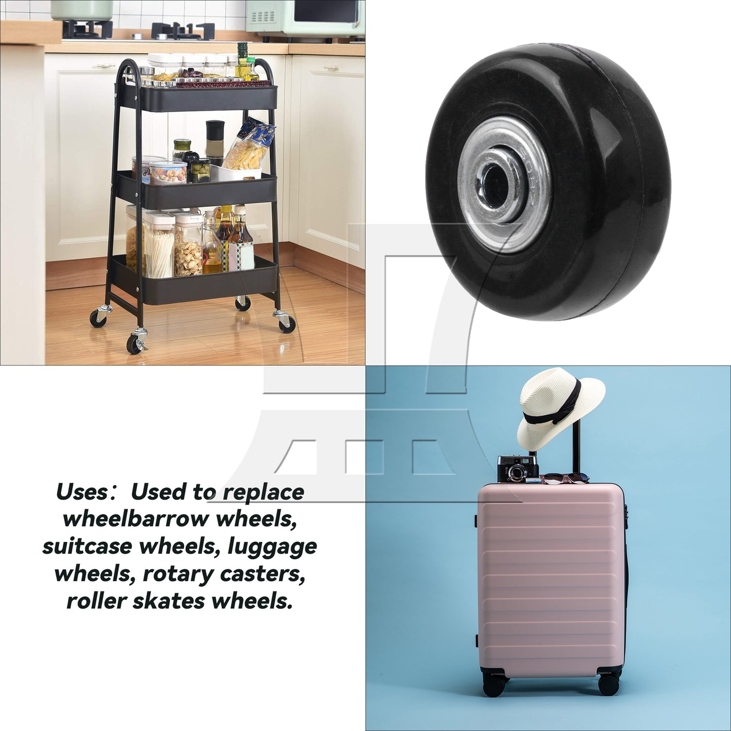 BQLZR 2Pieces Black Luggage Suitcase Wheels 1.77" Dia x 0.71" T with Mount Screws