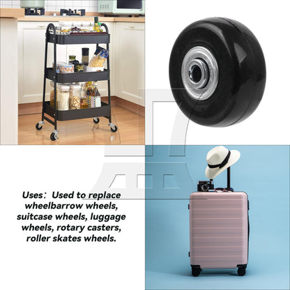 BQLZR 2Pieces Black Luggage Suitcase Wheels 1.77" Dia x 0.71" T with Mount Screws
