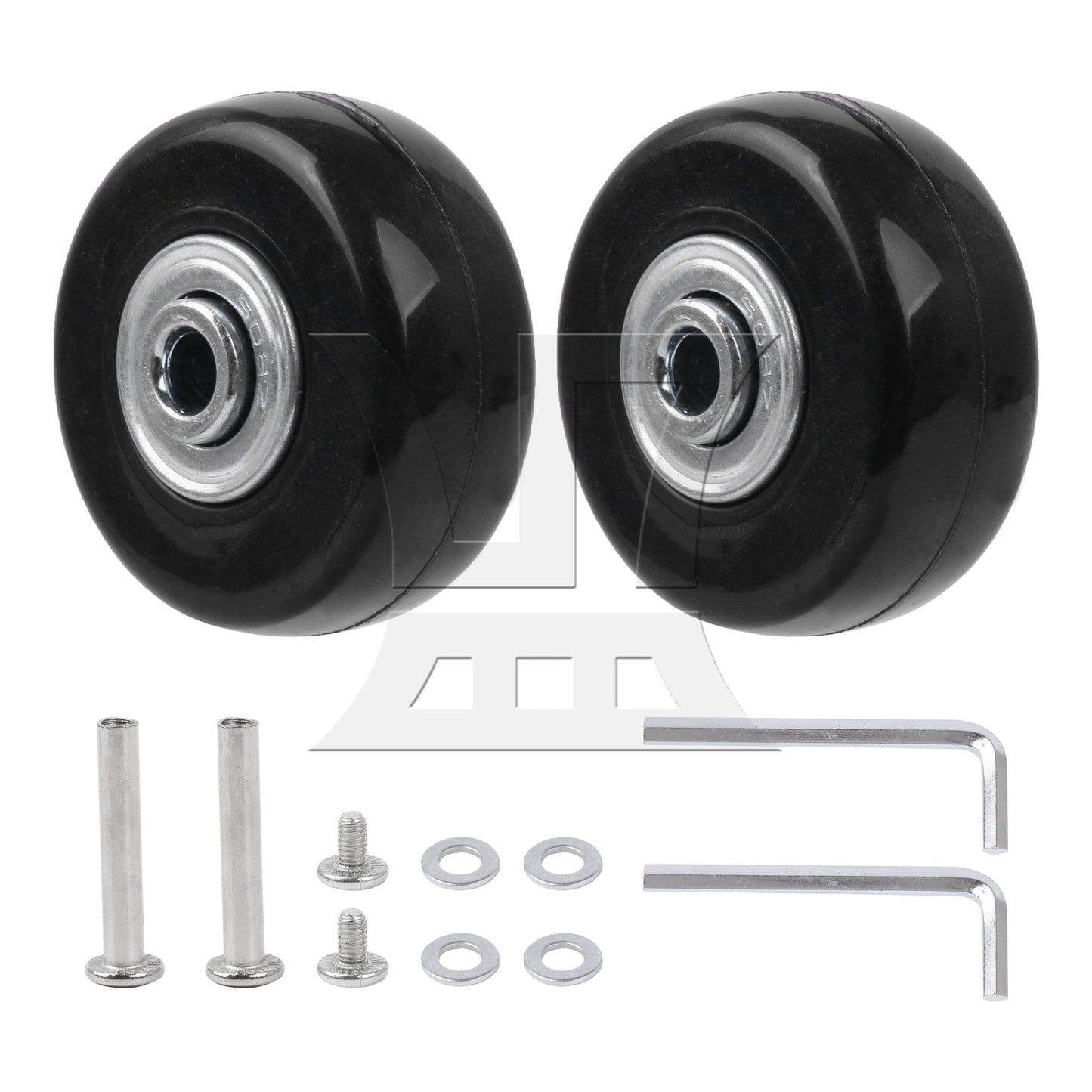 BQLZR 2Pieces Black Luggage Suitcase Wheels 1.77" Dia x 0.71" T with Mount Screws