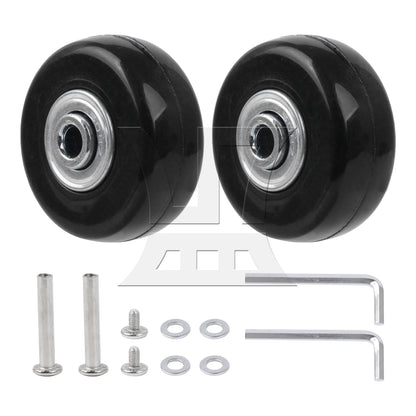 BQLZR 2Pieces Black Luggage Suitcase Wheels 1.77" Dia x 0.71" T with Mount Screws