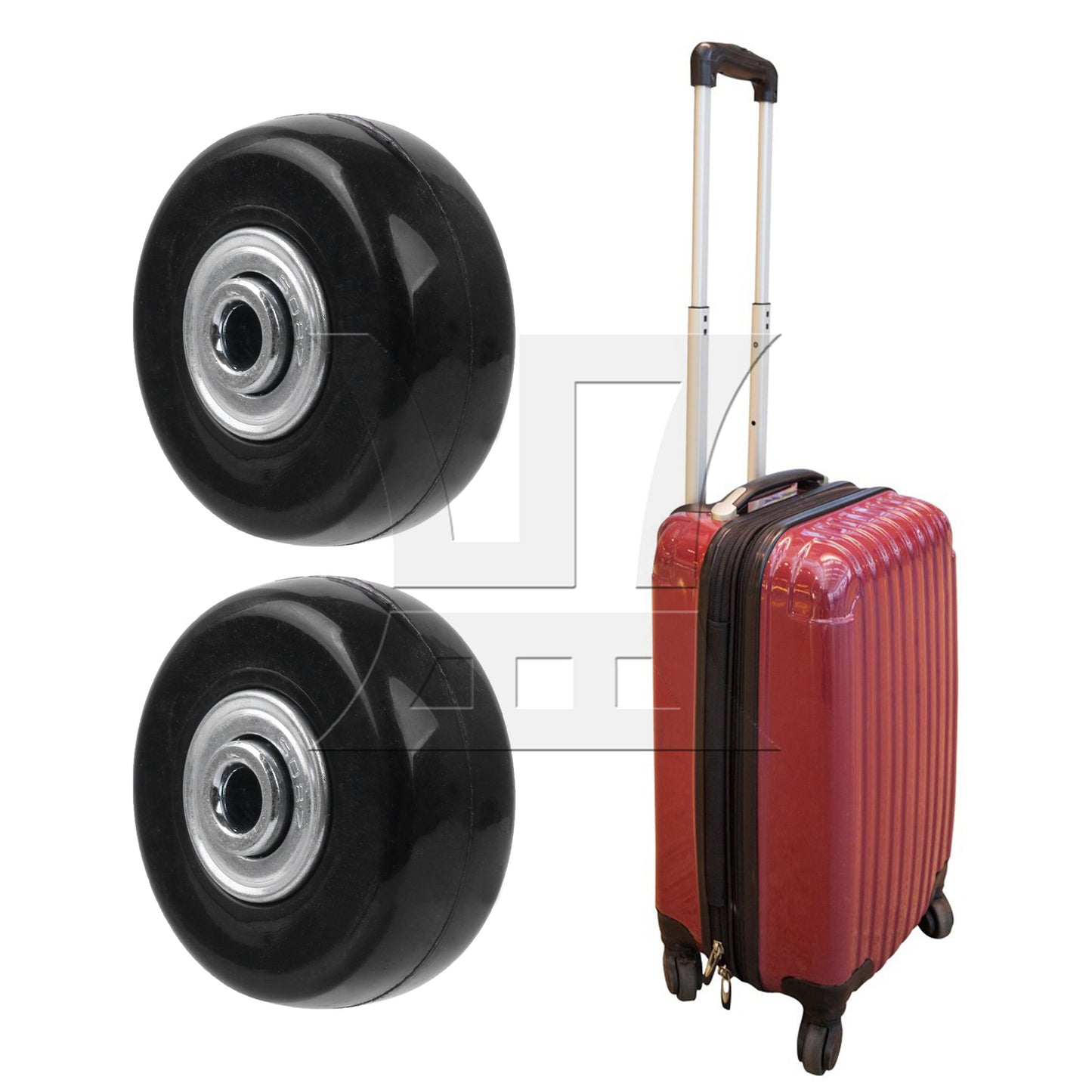 BQLZR 2Pieces Black Luggage Suitcase Wheels 1.77" Dia x 0.71" T with Mount Screws