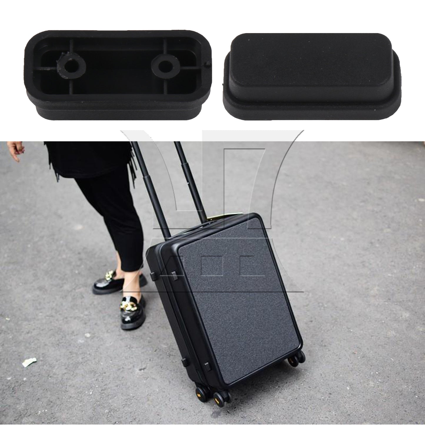 BQLZR 4 Pieces Luggage Bracket Side Feet Black with 8pcs Screws for Repalcement Part