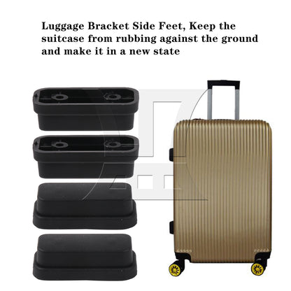 BQLZR 4 Pieces Luggage Bracket Side Feet Black with 8pcs Screws for Repalcement Part