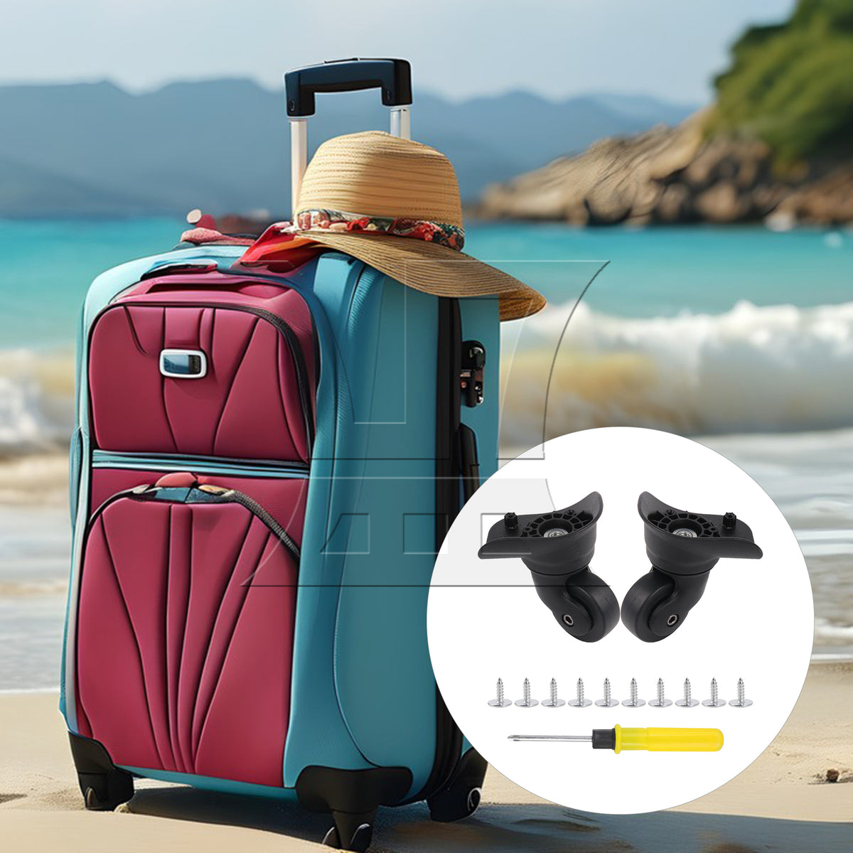 BQLZR 2 Pieces 3.62" Height Replacement Luggage Wheels Plastic Rollers W185 Black