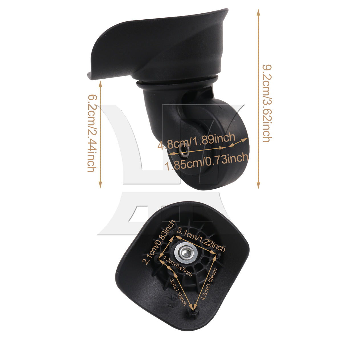 BQLZR 2 Pieces 3.62" Height Replacement Luggage Wheels Plastic Rollers W185 Black