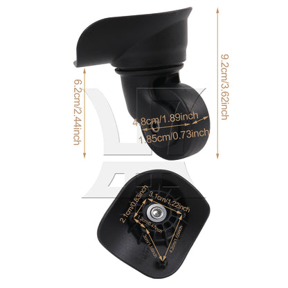 BQLZR 2 Pieces 3.62" Height Replacement Luggage Wheels Plastic Rollers W185 Black