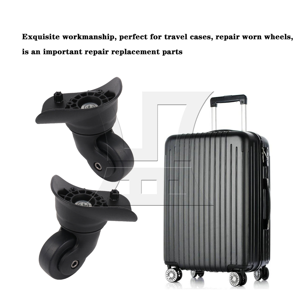 BQLZR 2 Pieces 3.62" Height Replacement Luggage Wheels Plastic Rollers W185 Black