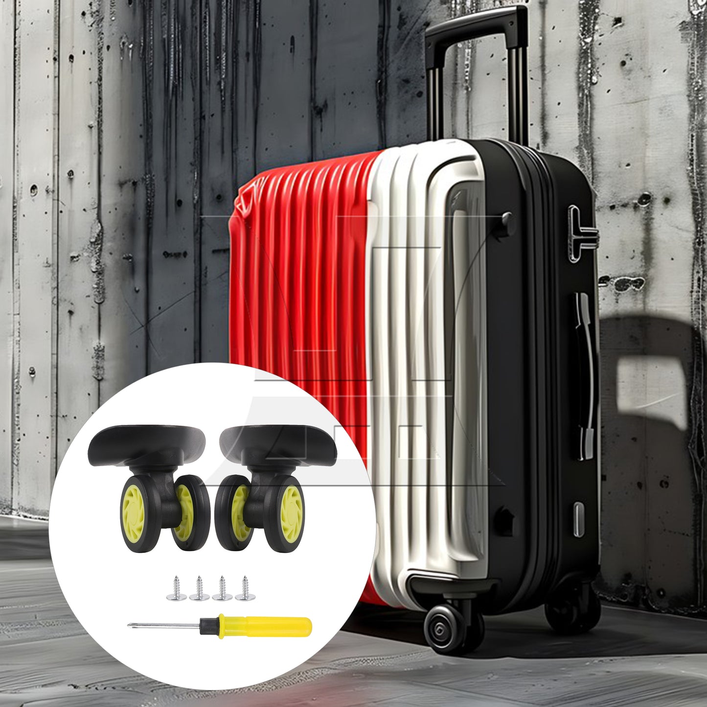 BQLZR 2 Pieces Replacement Luggage Wheel Plastic Roller 3.31" W208 Black w/ Screws