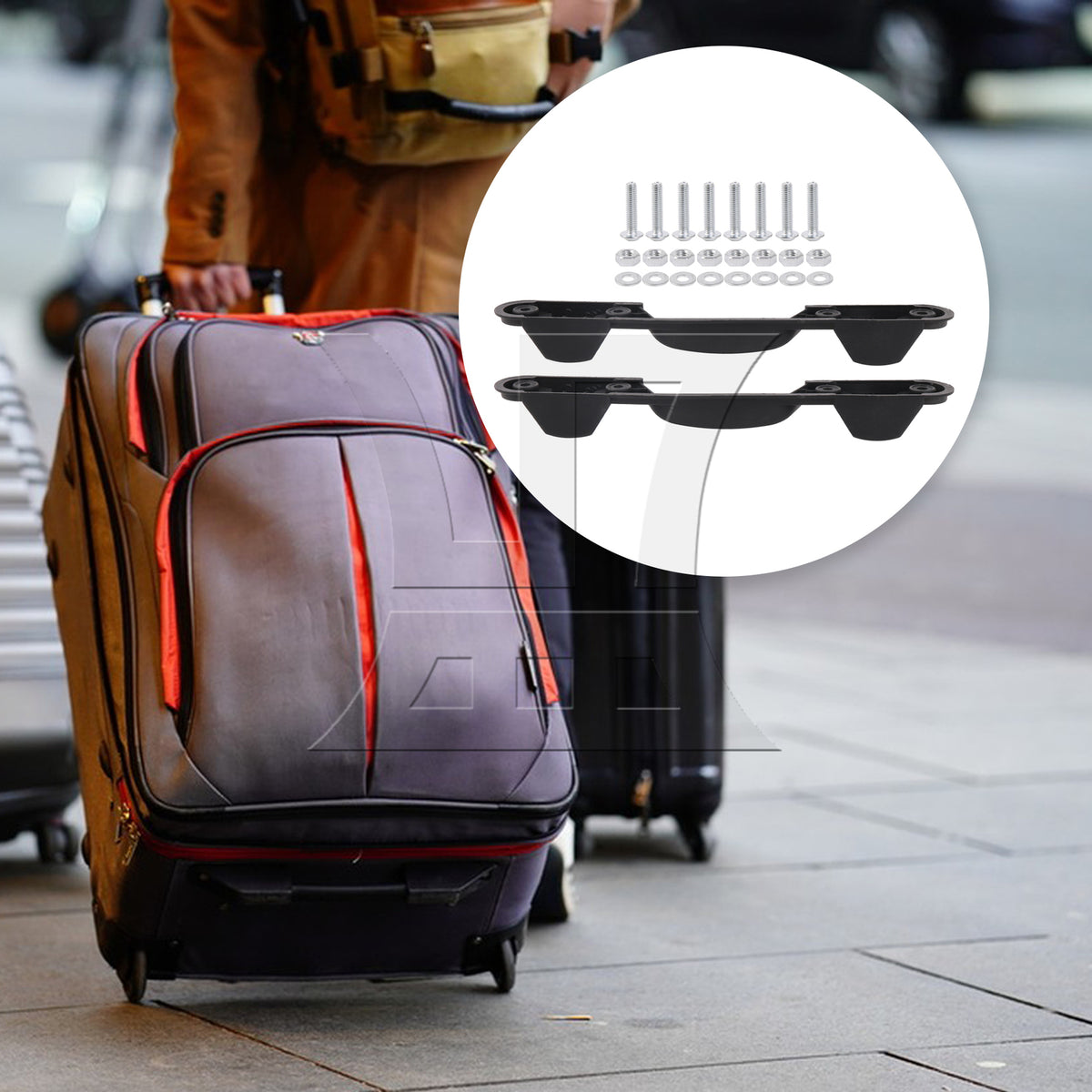 BQLZR 2 Pieces Black Luggage Feet Side Stand Replacement ZF-1 8.66" x 4.61" w/ Screw