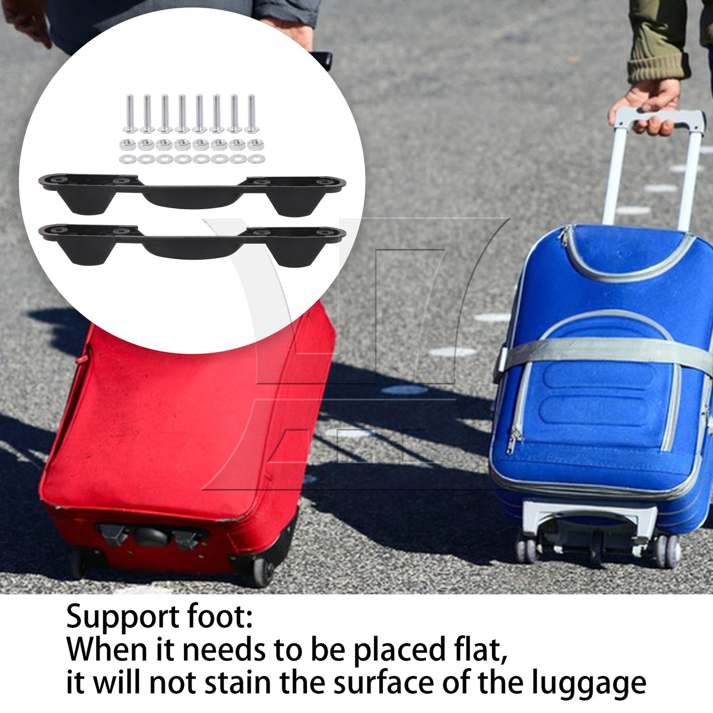 BQLZR 2 Pieces Black Luggage Feet Side Stand Replacement ZF-1 8.66" x 4.61" w/ Screw