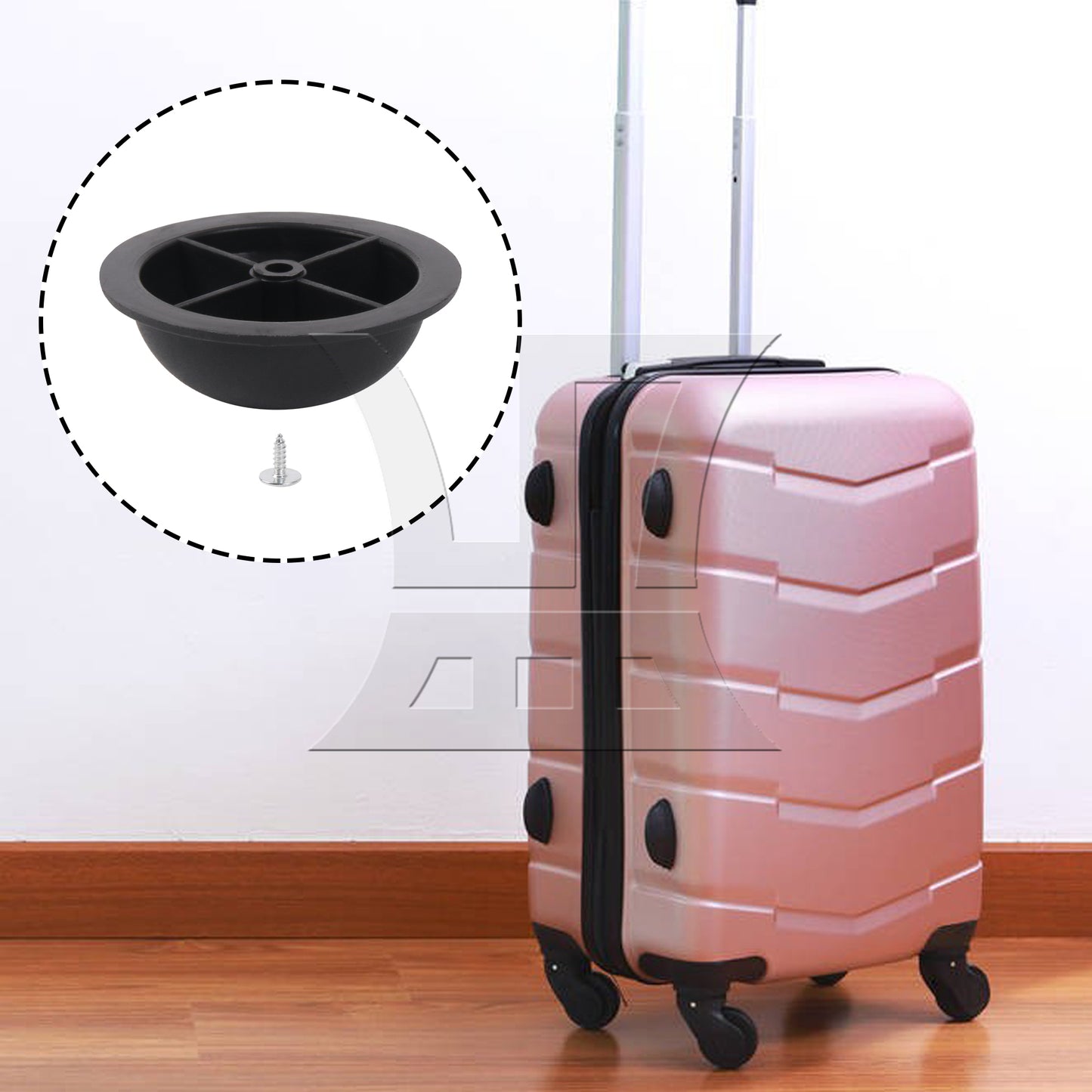 BQLZR Luggage Bracket Side Feet Pad 1.57 x 0.55 Inch Plastic Black Round with Screw
