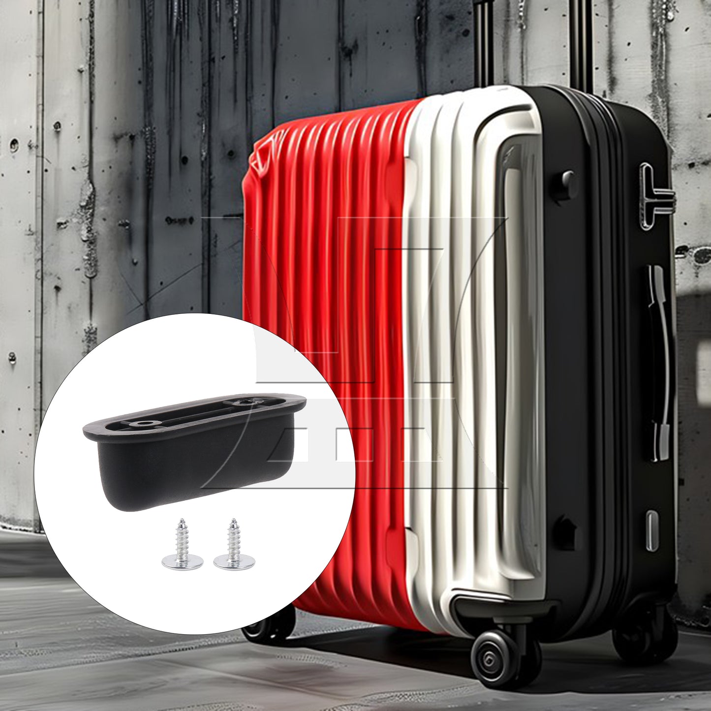BQLZR Travel Luggage Suitcase Bracket Side Stud Feet 1.14" Hole Spacing Black D Type