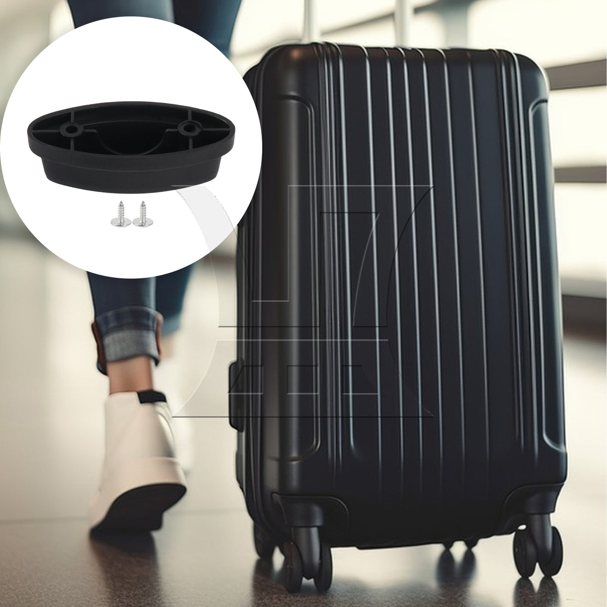 BQLZR Plastic Luggage Feet for Suitcase Stand 1.18 Inch Hole Spacing Black E Type
