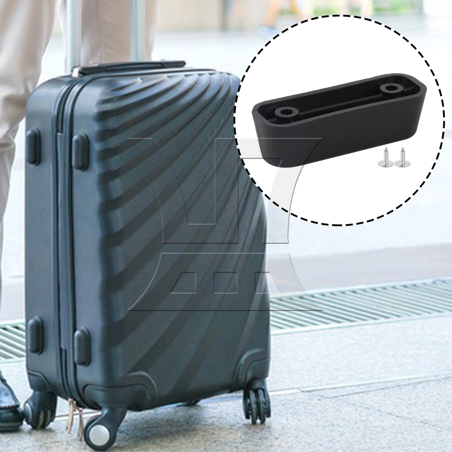 BQLZR Travel Luggage Suitcase Bracket Side Stud Feet 1.18 Inch Hole Spacing Black
