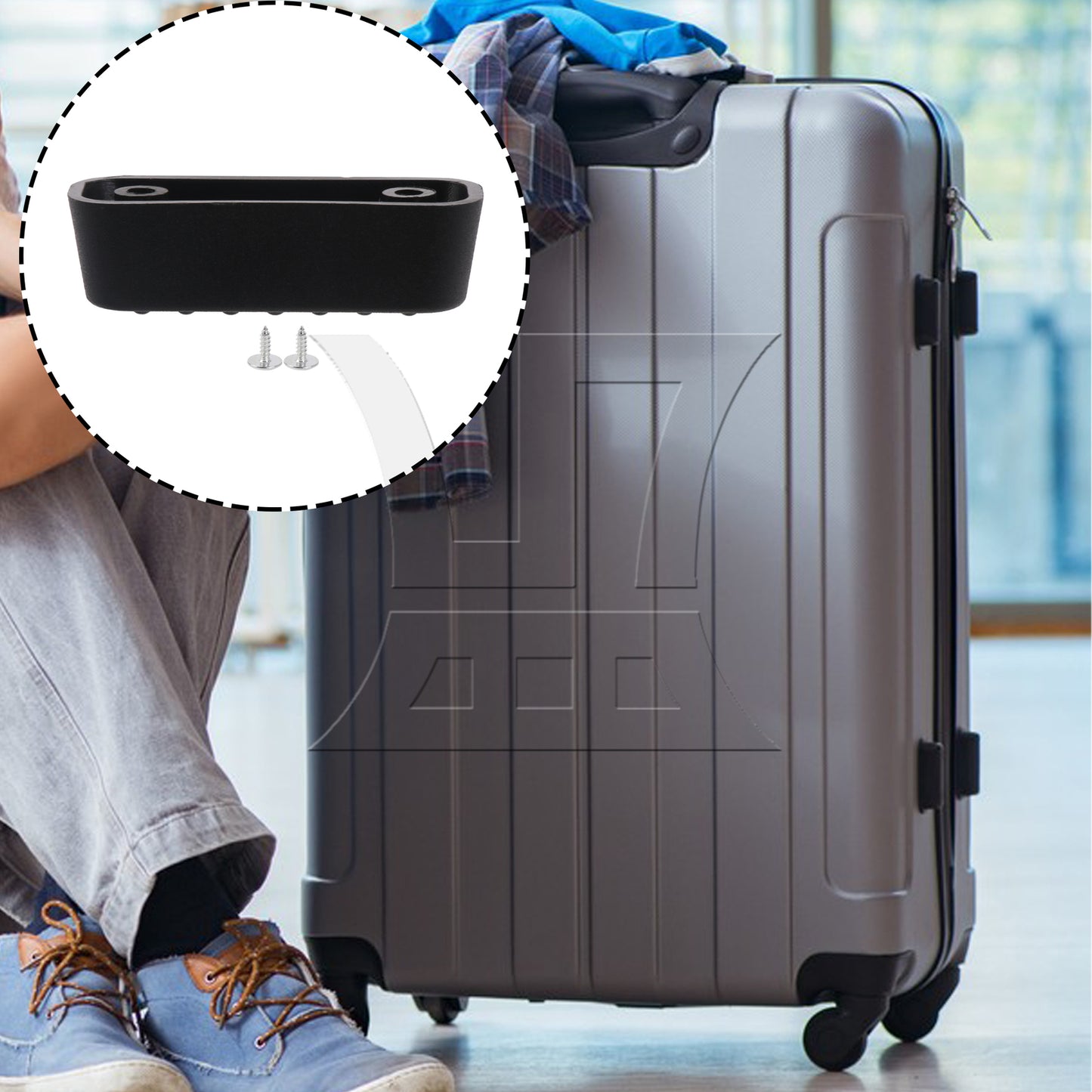 BQLZR Travel Luggage Suitcase Bracket Side Stud Feet 1.18 Inch Hole Spacing Black