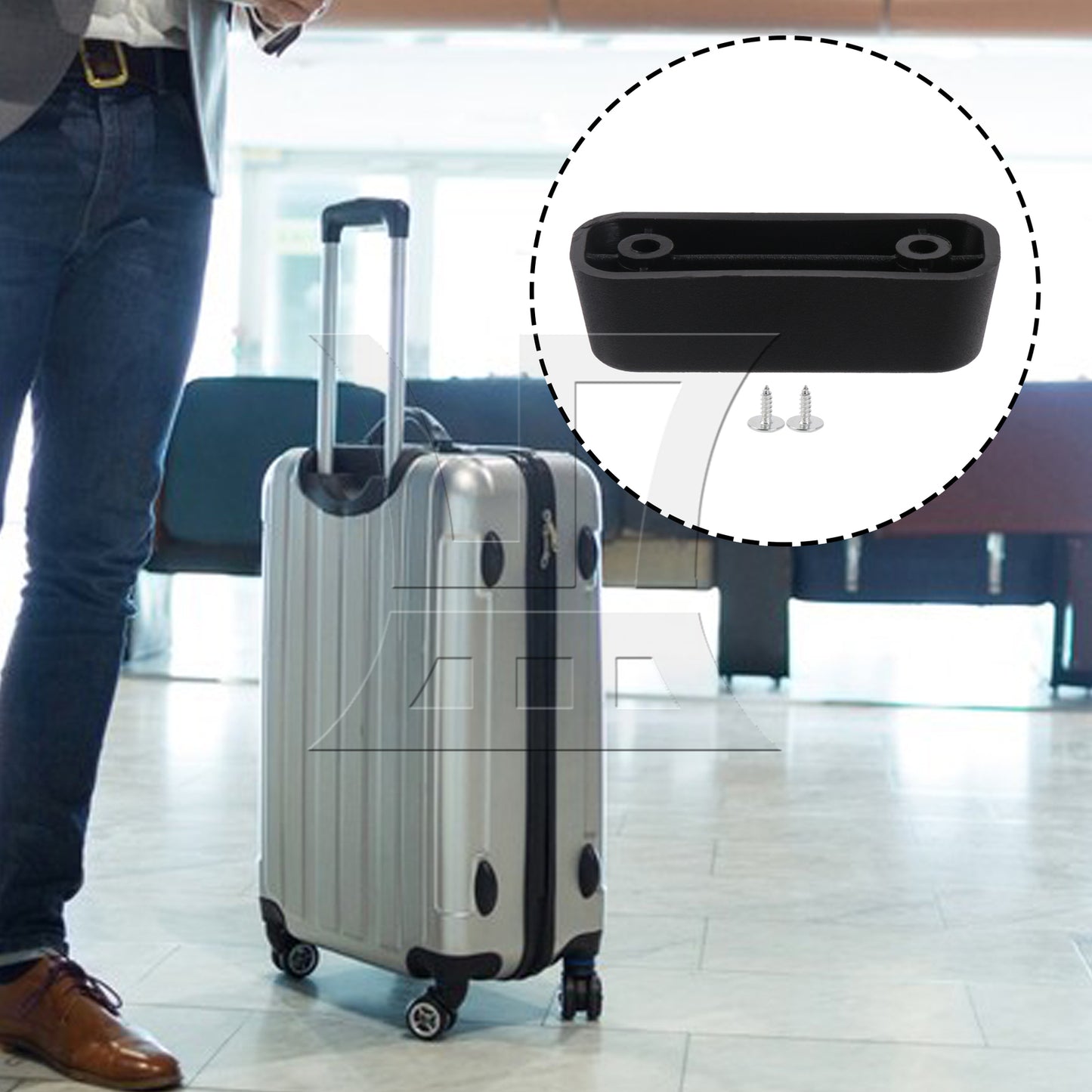 BQLZR Travel Luggage Suitcase Bracket Side Stud Feet 1.18 Inch Hole Spacing Black
