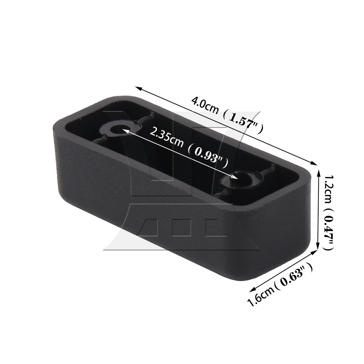 BQLZR Black Plastic Luggage Bracket Side Stud Foot Pad Part 0.93 Inch Hole Spacing