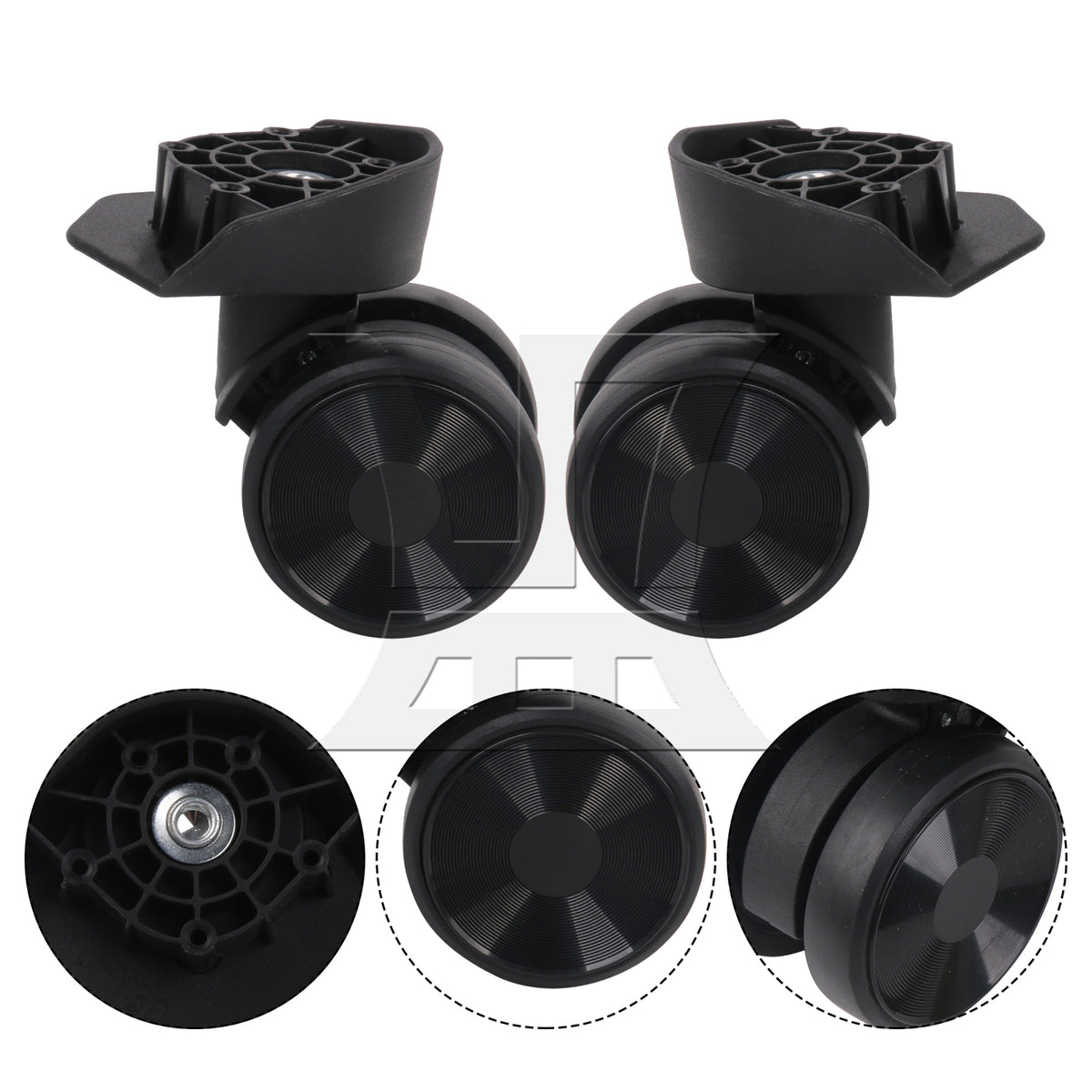 BQLZR 2 Pieces Luggage Swivel Wheels Travel Suitcase Casters 3.54" JL-05 Black Kit