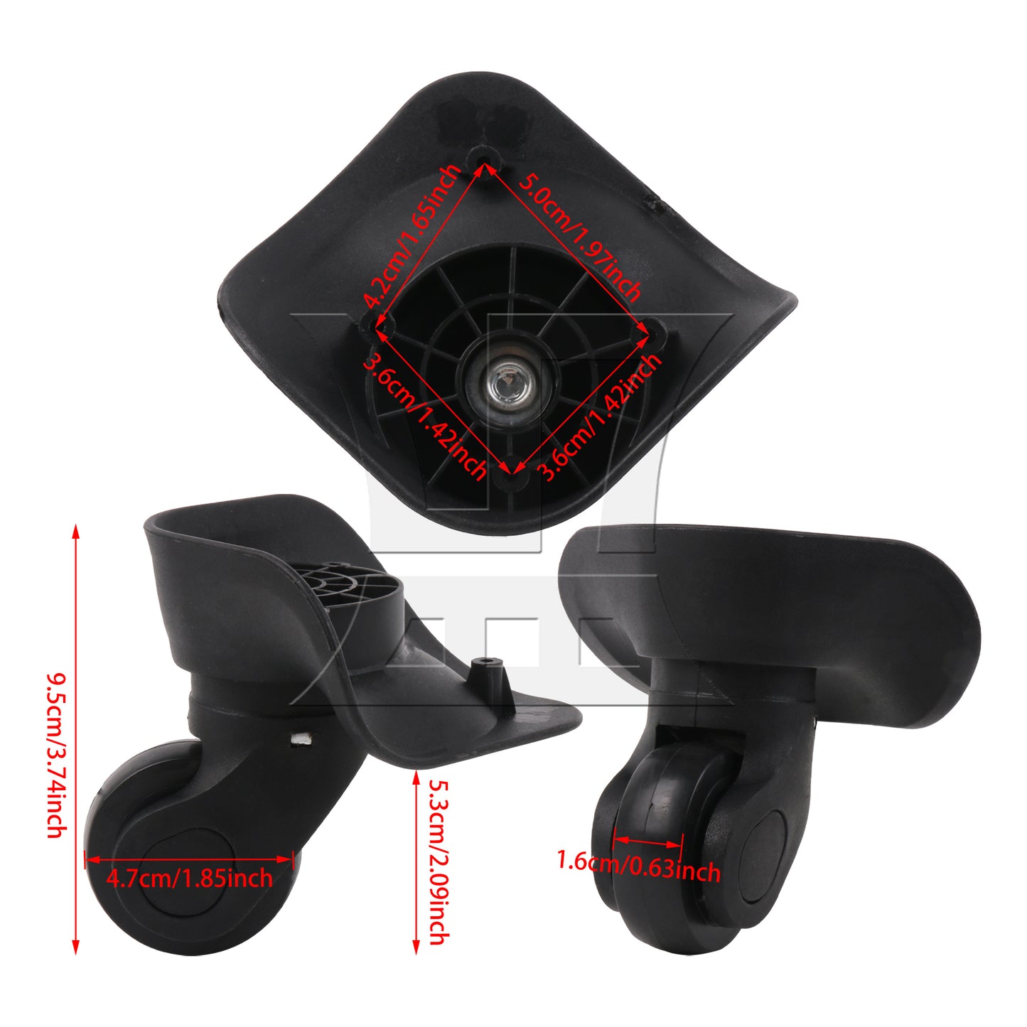BQLZR Right Luggage Wheel Suitcase Caster for Travel 3.74 Inches Height W041-2 Set