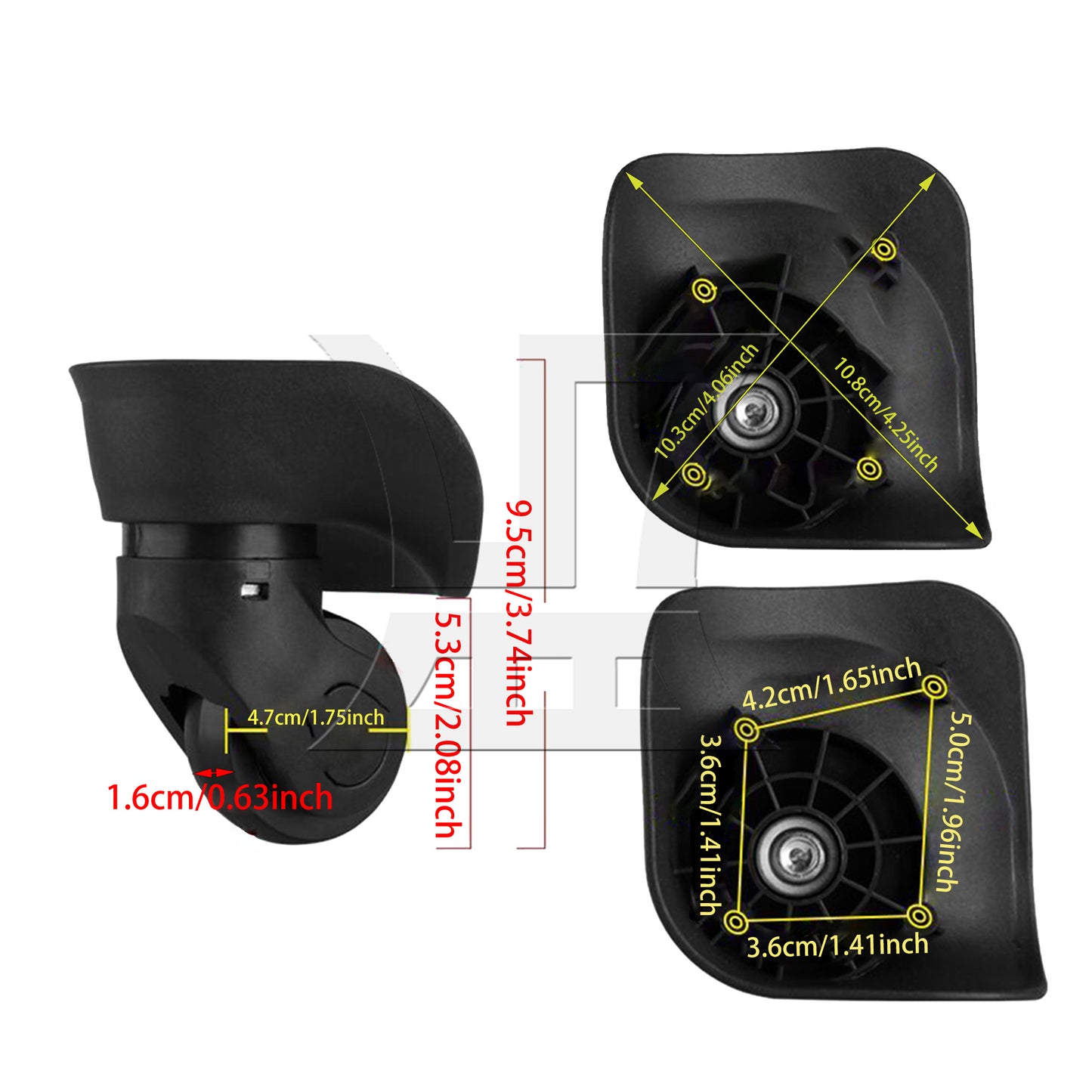 BQLZR Luggage Wheel Replacement Part 3.74 Inch Height W041-2 Left with Screws Set