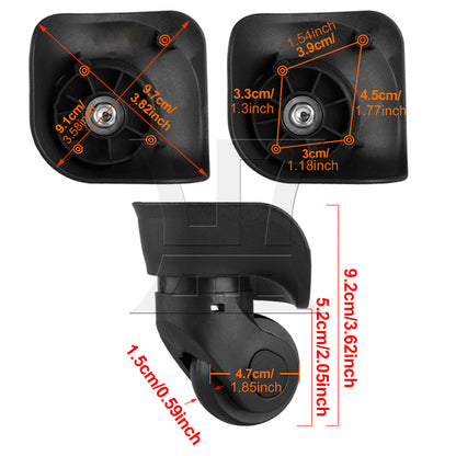 BQLZR Luggage Wheel Suitcase Caster Roller for Repair 3.62" Height W041-2 Right Set