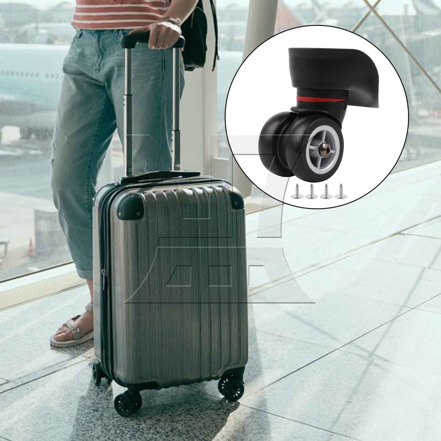 BQLZR Travel Luggage Wheel Suitcase Caster Roller 3.94 Inch W042 Left w/ Screw Set