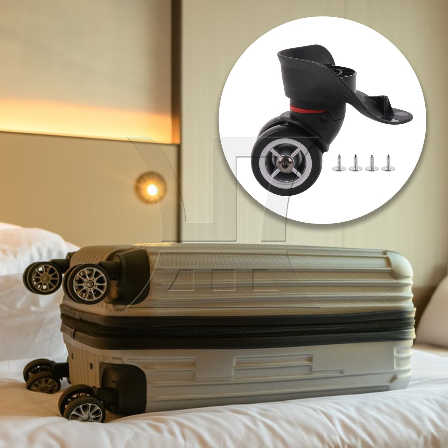 BQLZR Black Luggage Wheel Replacement Roller 3.94" Height W042 Left w/ Screws Set
