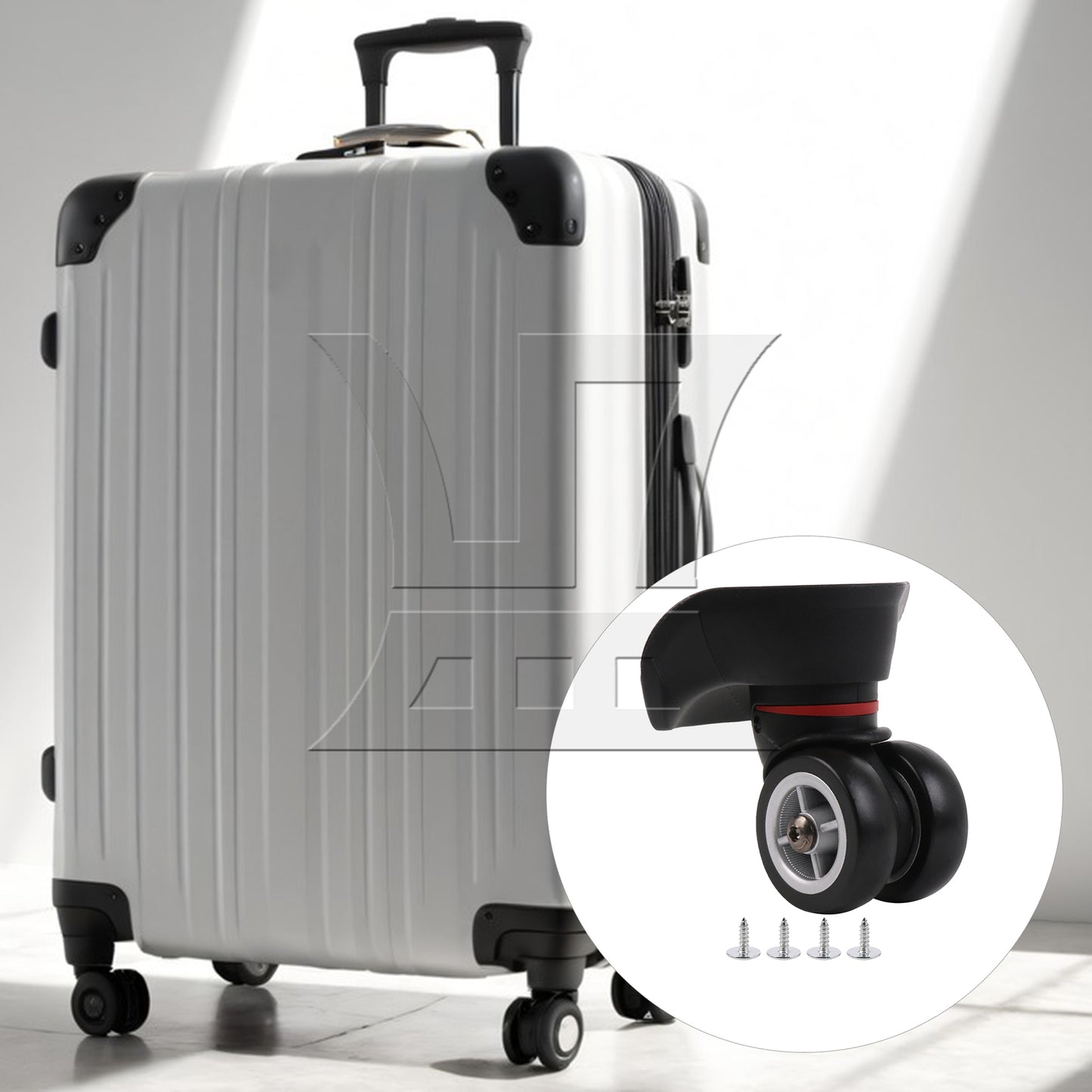 BQLZR Black Luggage Wheel Replacement Roller 3.94" Height W042 Left w/ Screws Set