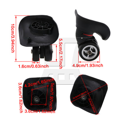 BQLZR Black Luggage Wheel Replacement Roller 3.94" Height W042 Left w/ Screws Set