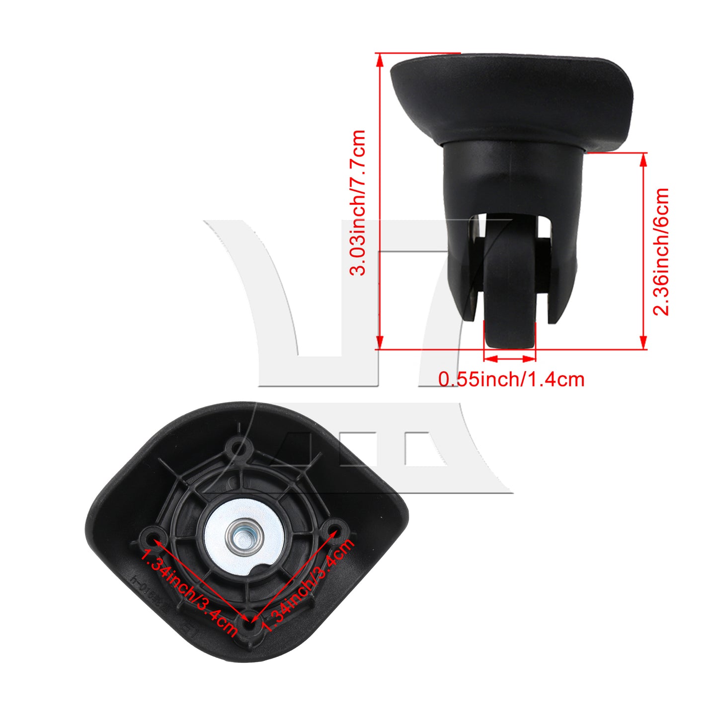 BQLZR Travel Luggage Wheel Suitcase Caster Roller 3.03 Inch W293 Right w/ Screw Set