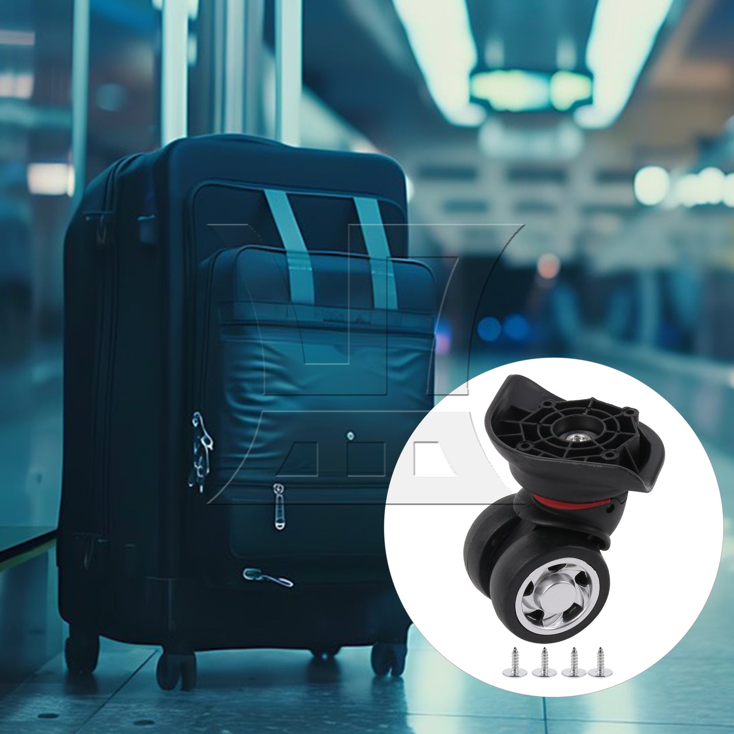 BQLZR Luggage Wheel Replacement Roller 3.58 Inches Height W055 Left w/ Screws Set