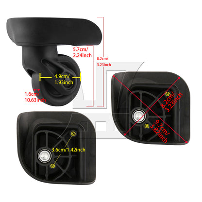 BQLZR Travel Luggage Wheel Suitcase Caster Roller 3.23 Inch W237 Black w/ Screws Set