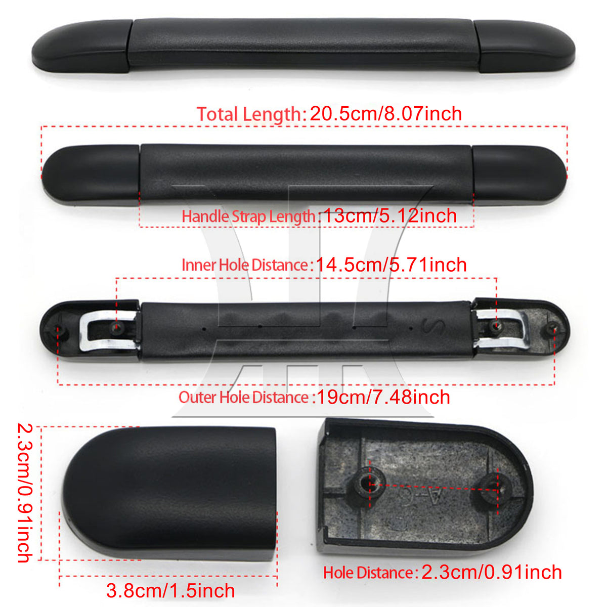 BQLZR 1pc Luggage Handle Replacement 13cm 115B Series B017 Black for Suicase